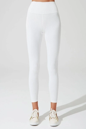 Sculpted Fit Wear Relaxed Design 7/8 High Waist Ribbed Legging - White