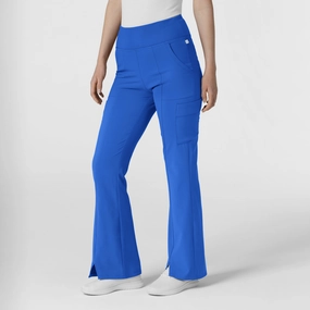 Wrinkle Resistant Finish Perfectly Relaxed RENEW Women's Cargo Flare Scrub Pant - Royal