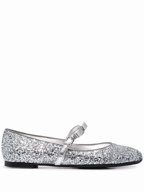elegant design Ferragamo Bow-Detail Glitter Ballerina Shoes