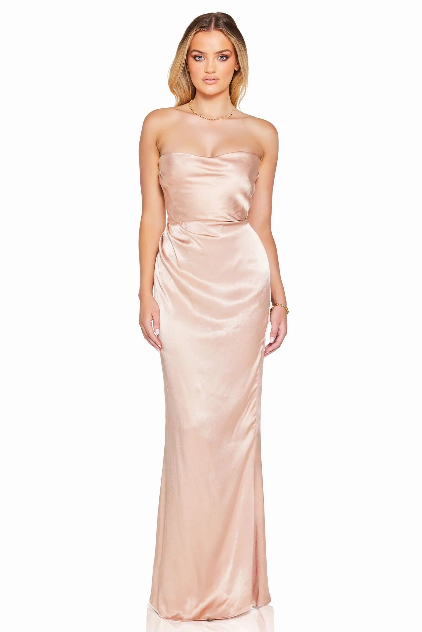 Nookie Emelie Strapless Gown - Nude CrinkleResistantWeave
