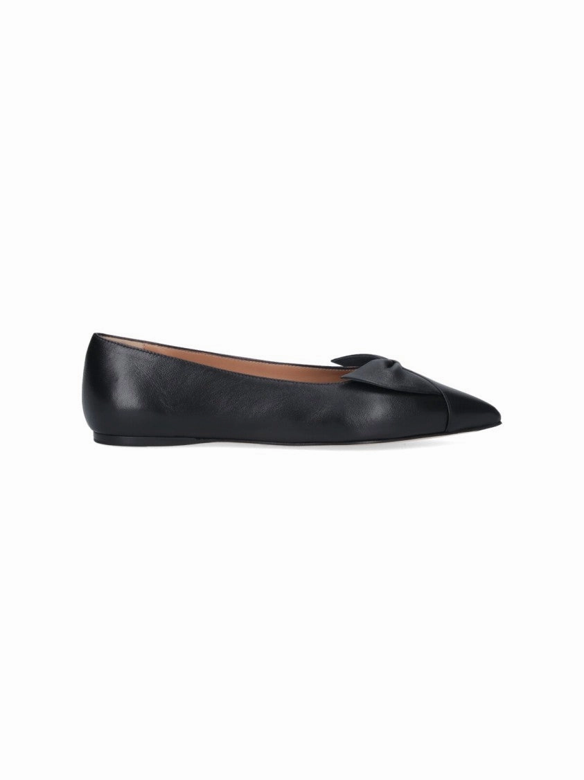 Pointed Toe Black Nappa Flats Autumn Soft