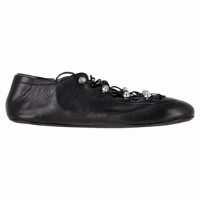 Padding Health Step Alexander Wang Vyolette Lace-Up Flats in Black Leather
