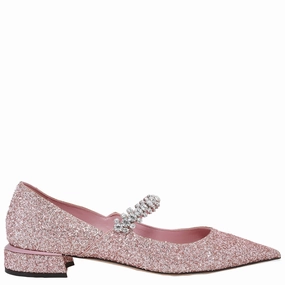 Jimmy Choo Bing Glitter Crystal-Strap Ballerina Pumps Club Mood