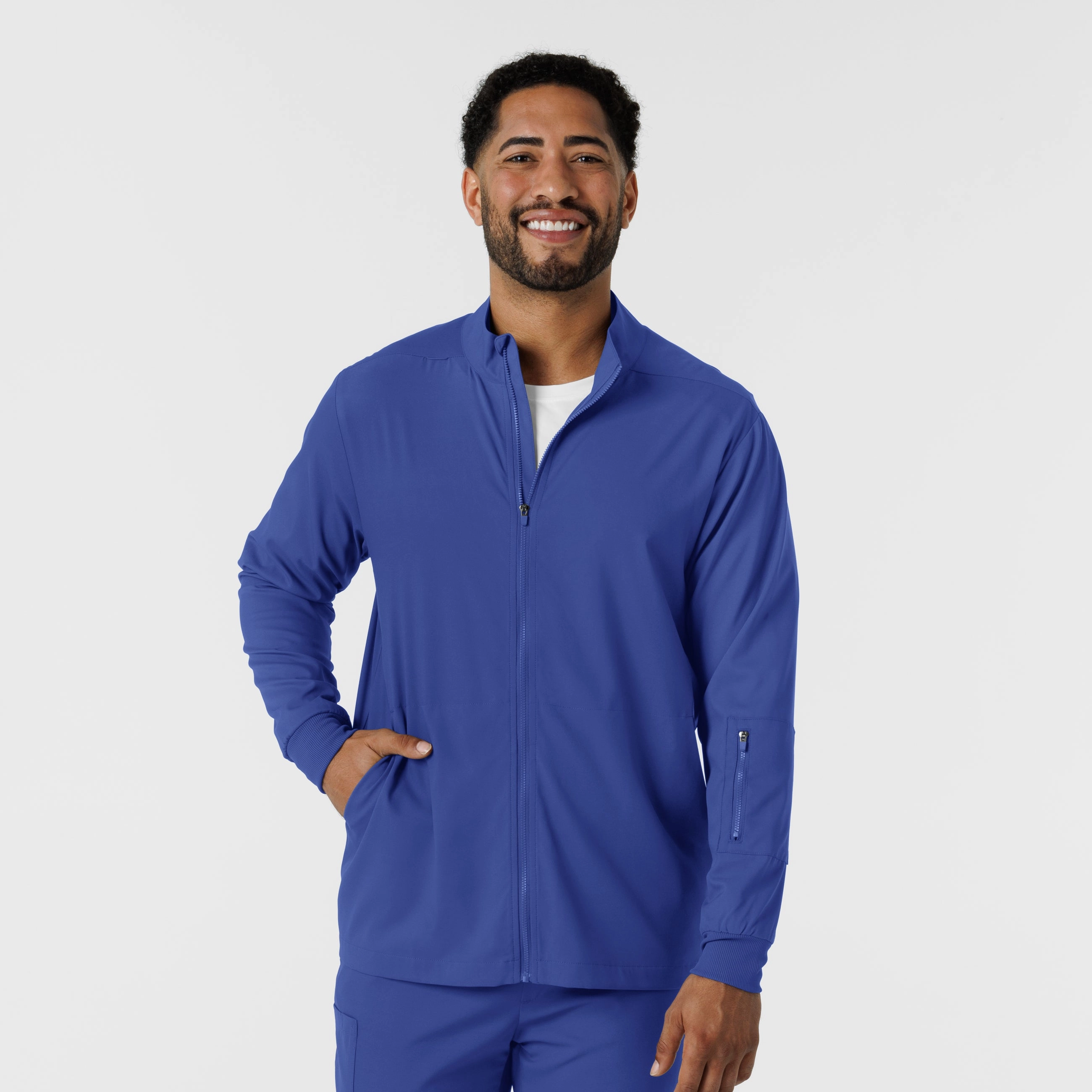 Boundless Men's Warm Up Scrub Jacket - Galaxy Blue Produce