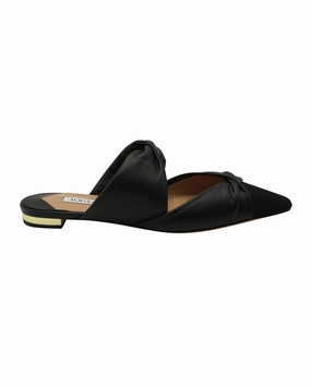 Aquazzura Twist Flat mules in Black Leather Quick-Dry Material Outdoor Use