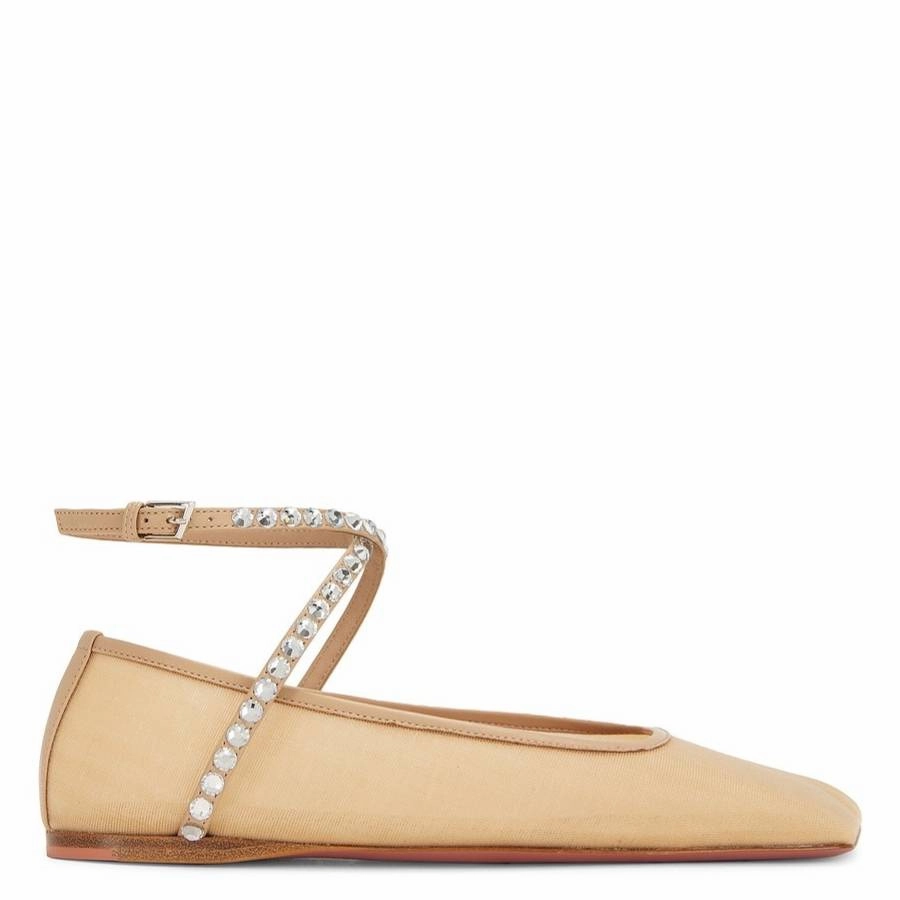 Boat Glow Amina Muaddi Crystals Ane Mesh Ballet Flats