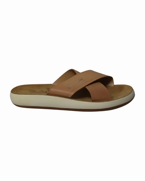 Ancient Greek Thais Comfort Slip-On Sandals in Brown Leather Cliff Step Rock Glow