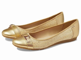 Anne Klein Able Ballet Flat Womens  Gold Round Toe Comfort Slip On JOBB279 Boat Dock Bride Glow