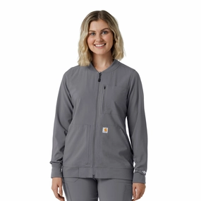 Carhartt Force Cross-Flex Women's Lightweight Scrub Jacket - Pewter skier library