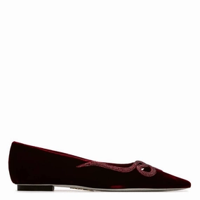 Rene Caovilla Rubino Velvet Morgana Embellished Ballet Flats Fast Wear