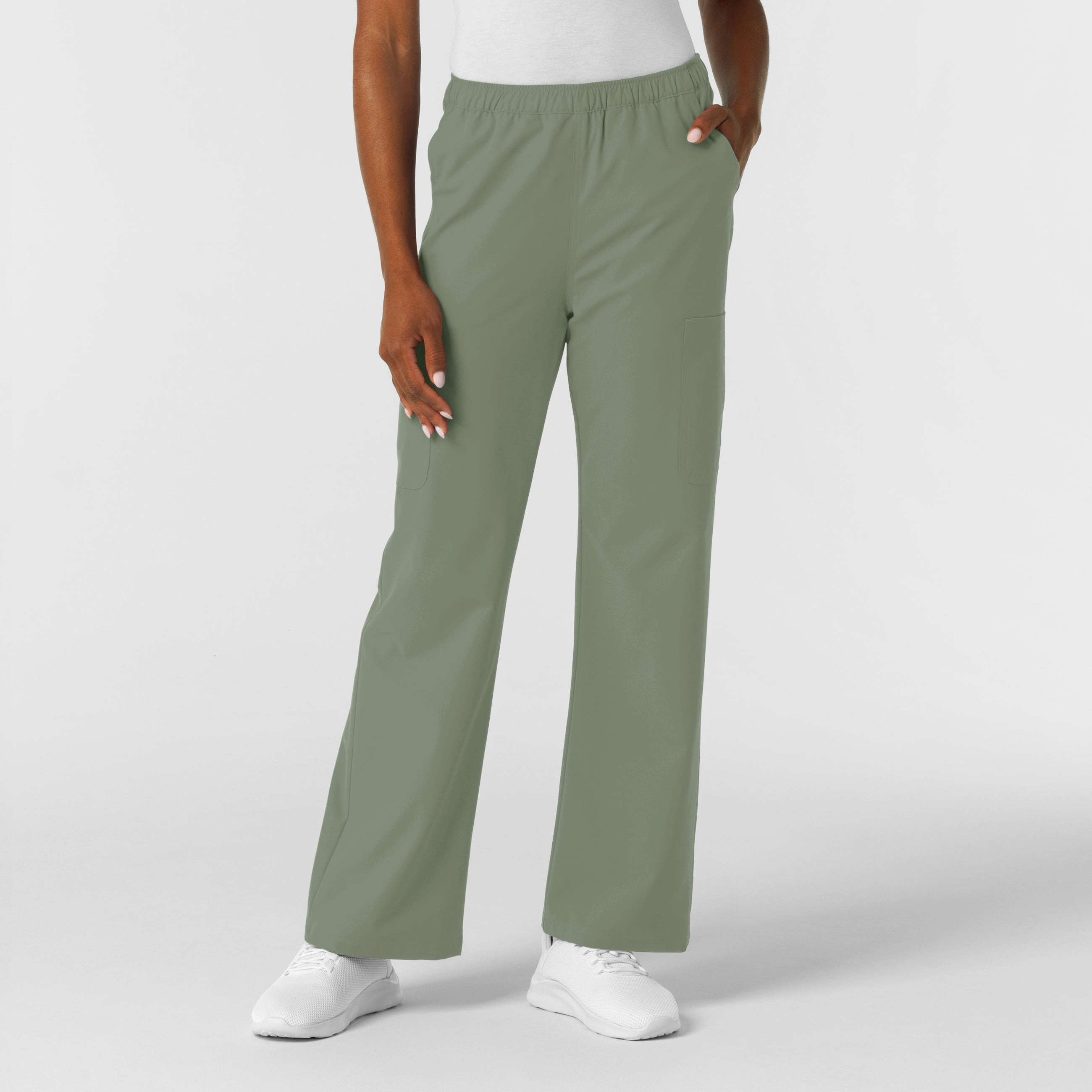 Casual Layer Comfortable Style NURTUR Women's Straight Leg Cargo Scrub Pant - Sage