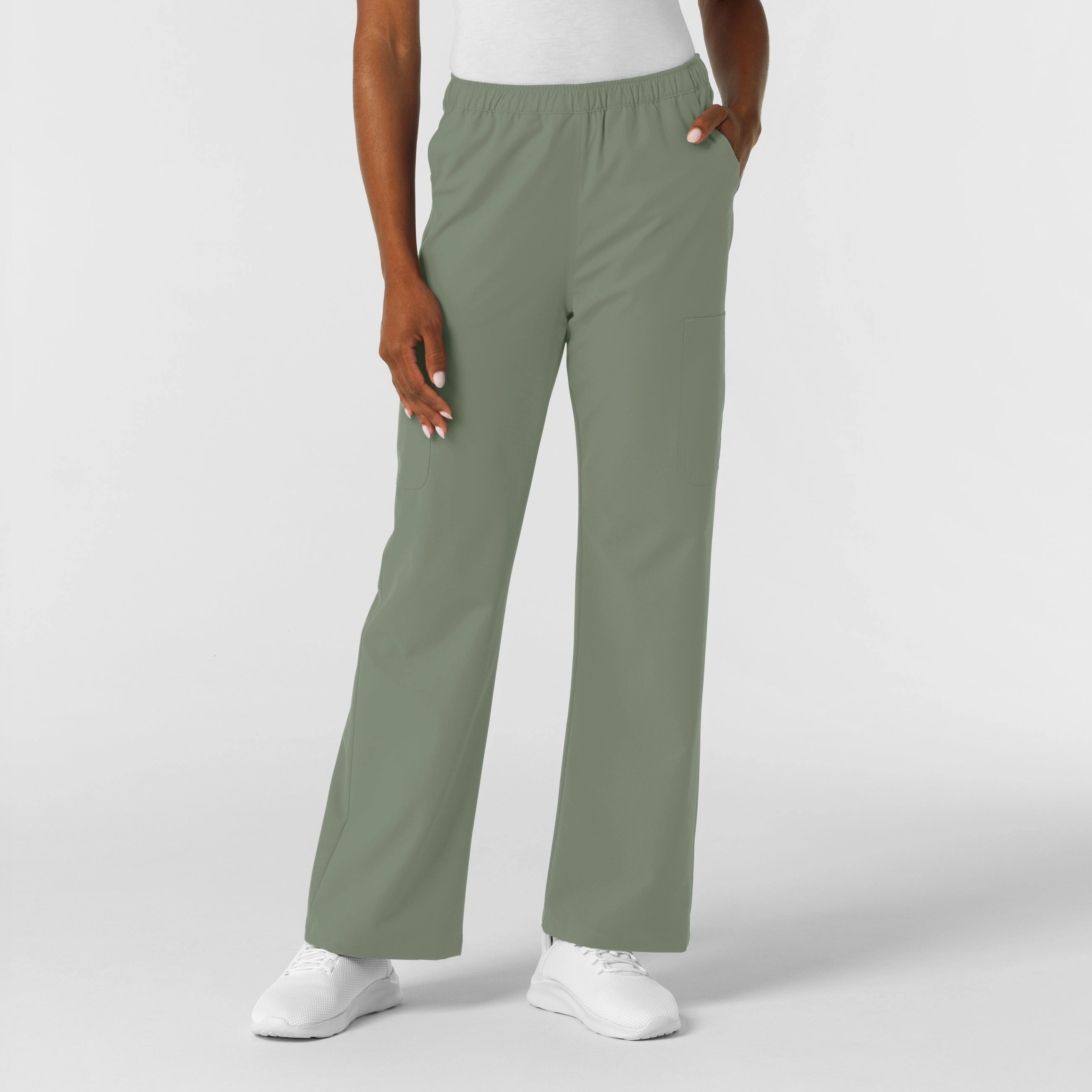 NURTUR Women's Straight Leg Cargo Scrub Pant - Sage FlexibleStretchWeave Casual Layer