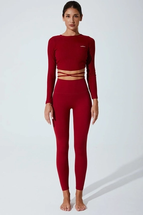 Archangel Long Sleeve Top - Red Burgundy LayeredPanel