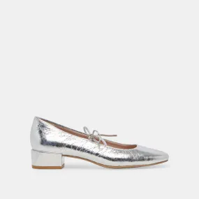 ARDIEN HEELS SILVER CRINKLE PATENT Slip Resistant Formal Event Heels