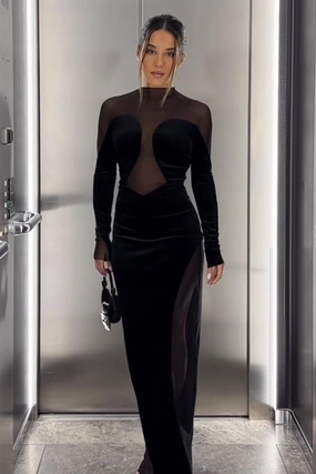 Aries Gown - Black Floral-Pattern