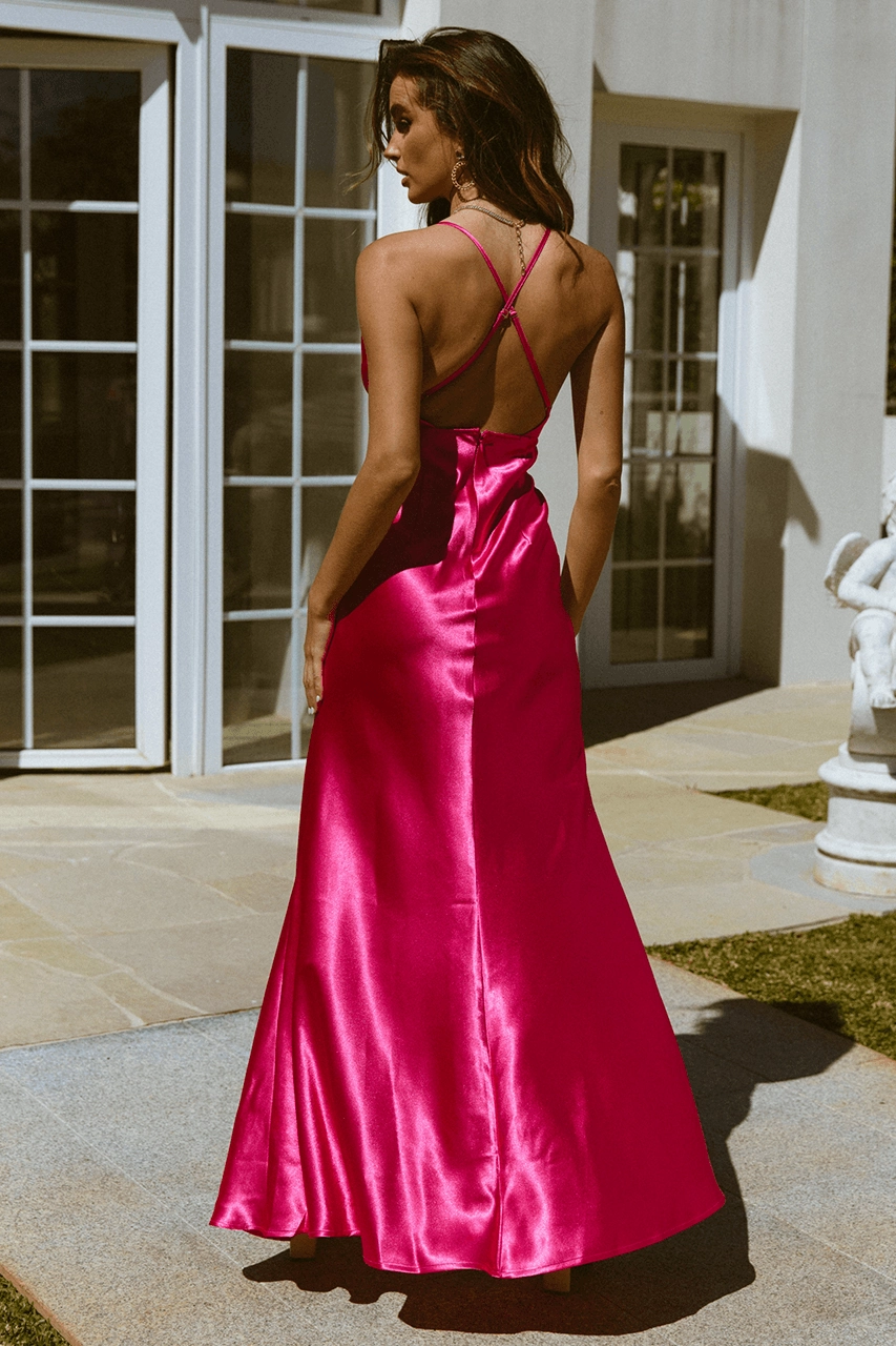 Subtle Drape Arina Maxi Dress - Fuchsia