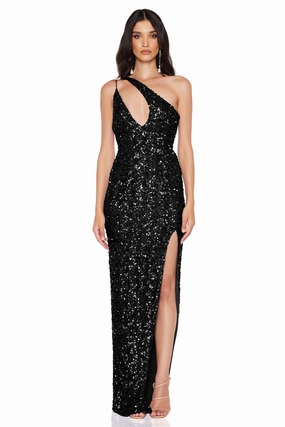 Nookie Revel Gown - Black Chic Waist Design