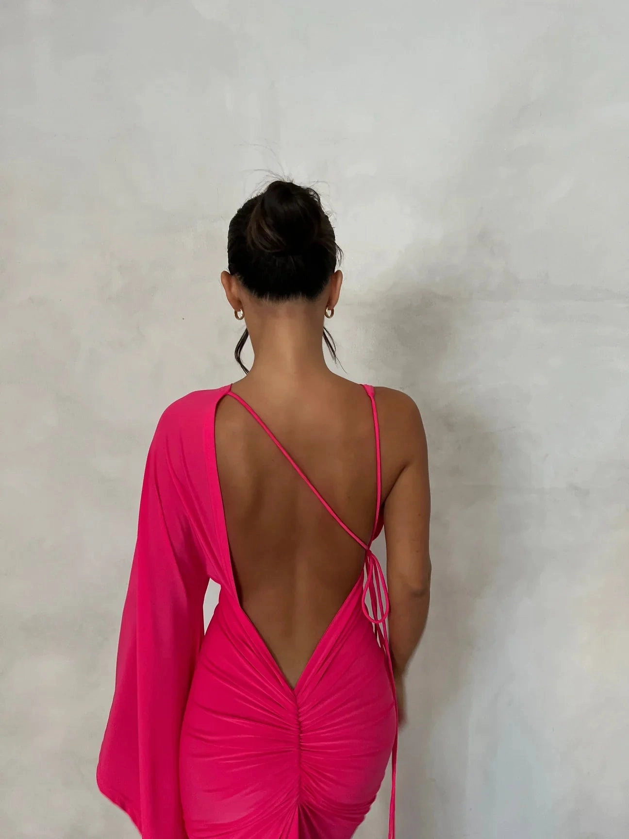 Square-Neck Athena Gown - Fuchsia