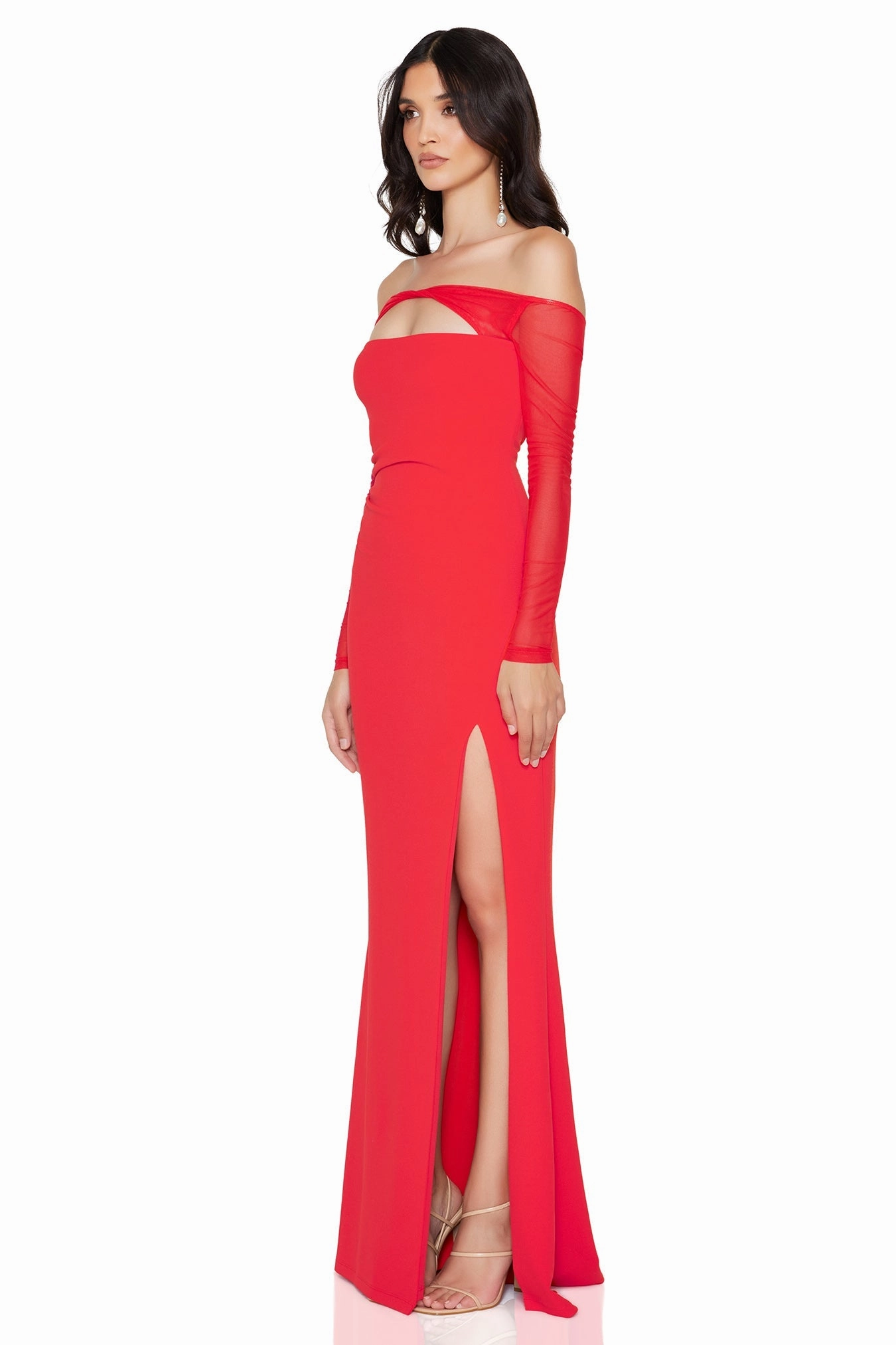 Nookie Marlowe Gown - Scarlet light layering Side-Slit