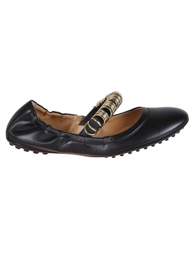 Comfortable Slip-On Trail Run Ballet Flats With Gold Buckle Detail