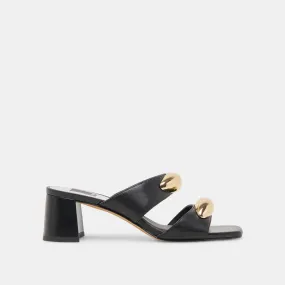 BARNET HEELS BLACK LEATHER Street Glam Casual Heels