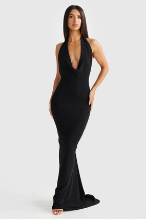 Maria Gown - Black Foil Breathable-Lining Upgrade-Option