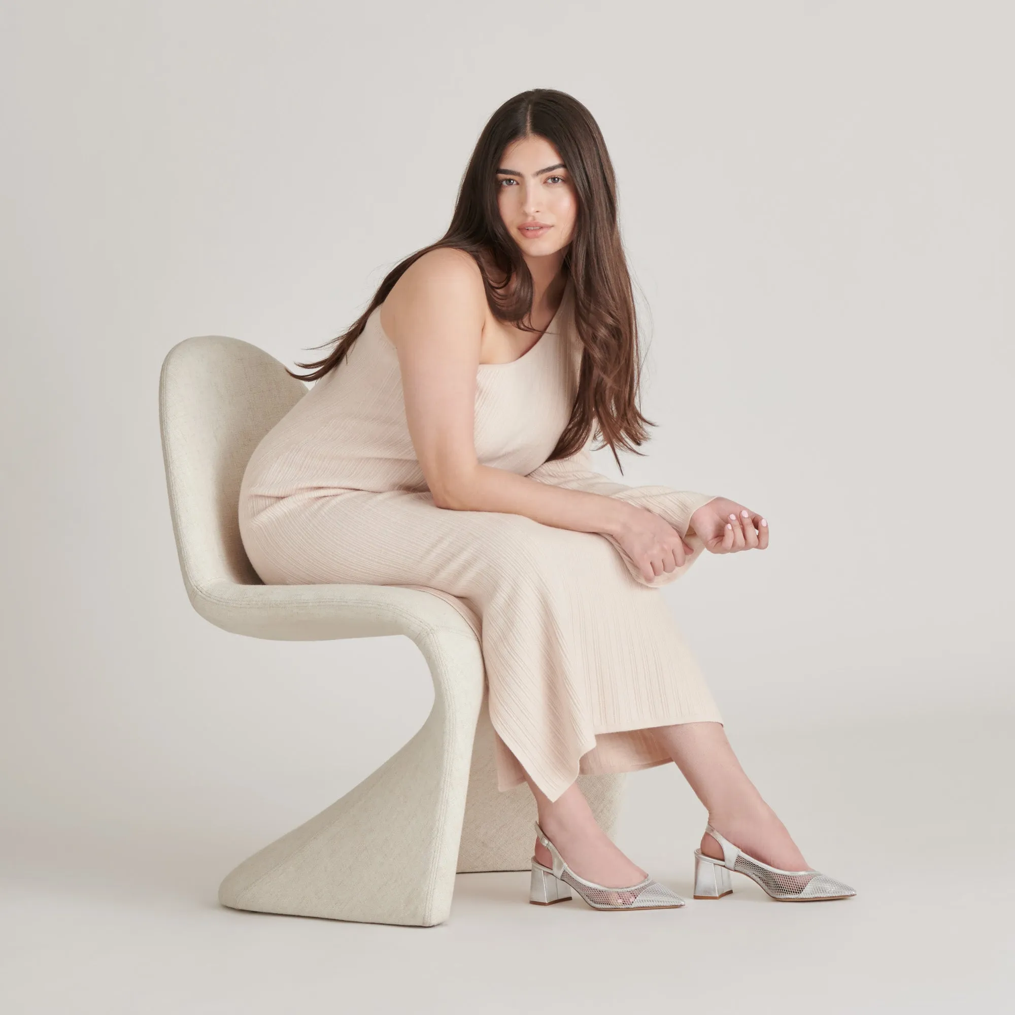 BLONDI HEELS SILVER MESH Sophisticated Pumps