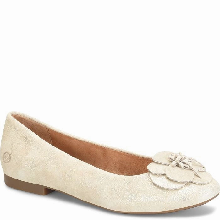 Born Petula BR0072146 Ballet Flat Women's  Champagne Suede Slip On VER334 Sale Glow