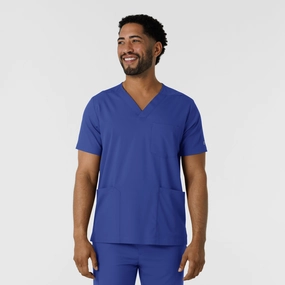 Boundless Men's Multi Pocket V-Neck Scrub Top - Galaxy Blue HypoallergenicFabric