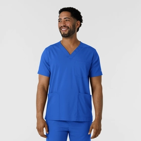 Boundless Men's Multi Pocket V-Neck Scrub Top - Royal Casual Sweater