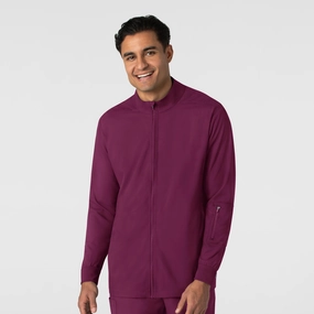 Heat Resistant Layer Boundless Men's Warm Up Scrub Jacket - Wine