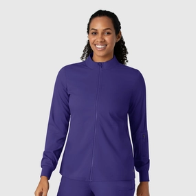 Boundless Women's Warm Up Scrub Jacket - Grape High Collar Support actors