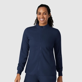 Simple Look Minimalist Aesthetic Boundless Women's Warm Up Scrub Jacket - Navy