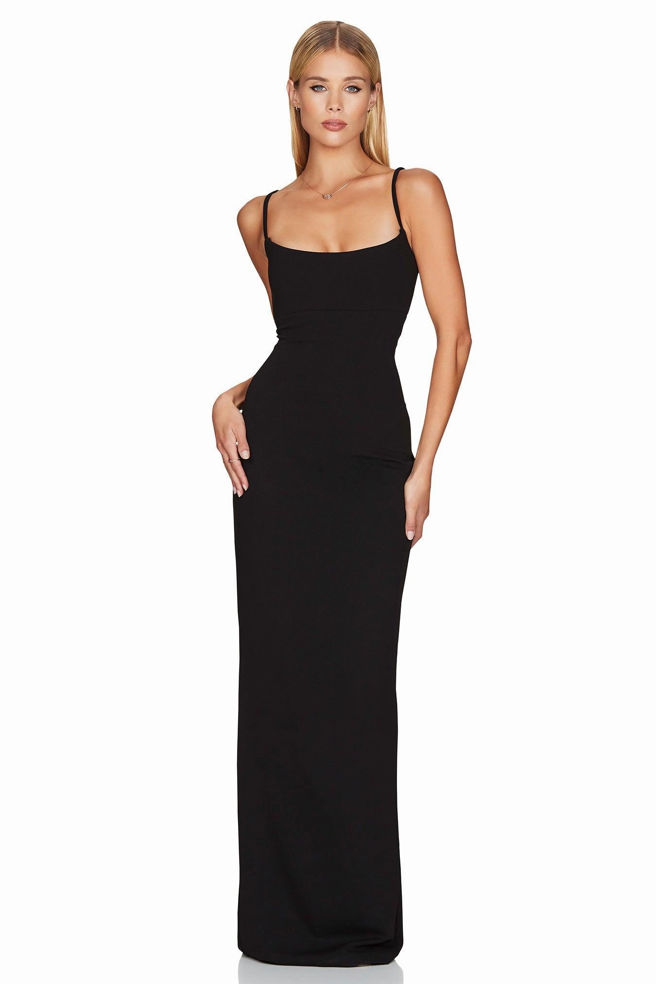 Nookie Bailey Maxi Dress - Black Shirred-Detail