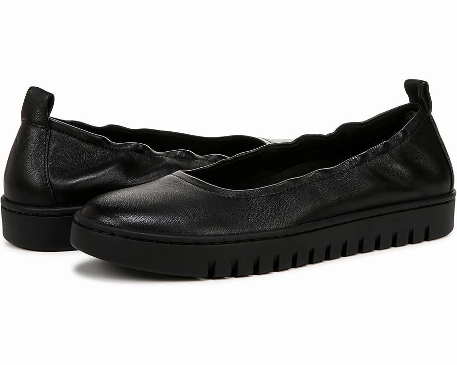 Vionic Uptown Ballet Flats Women's Black Leather Round Toe Slip-On Shoes VER123 All-Rounder Style