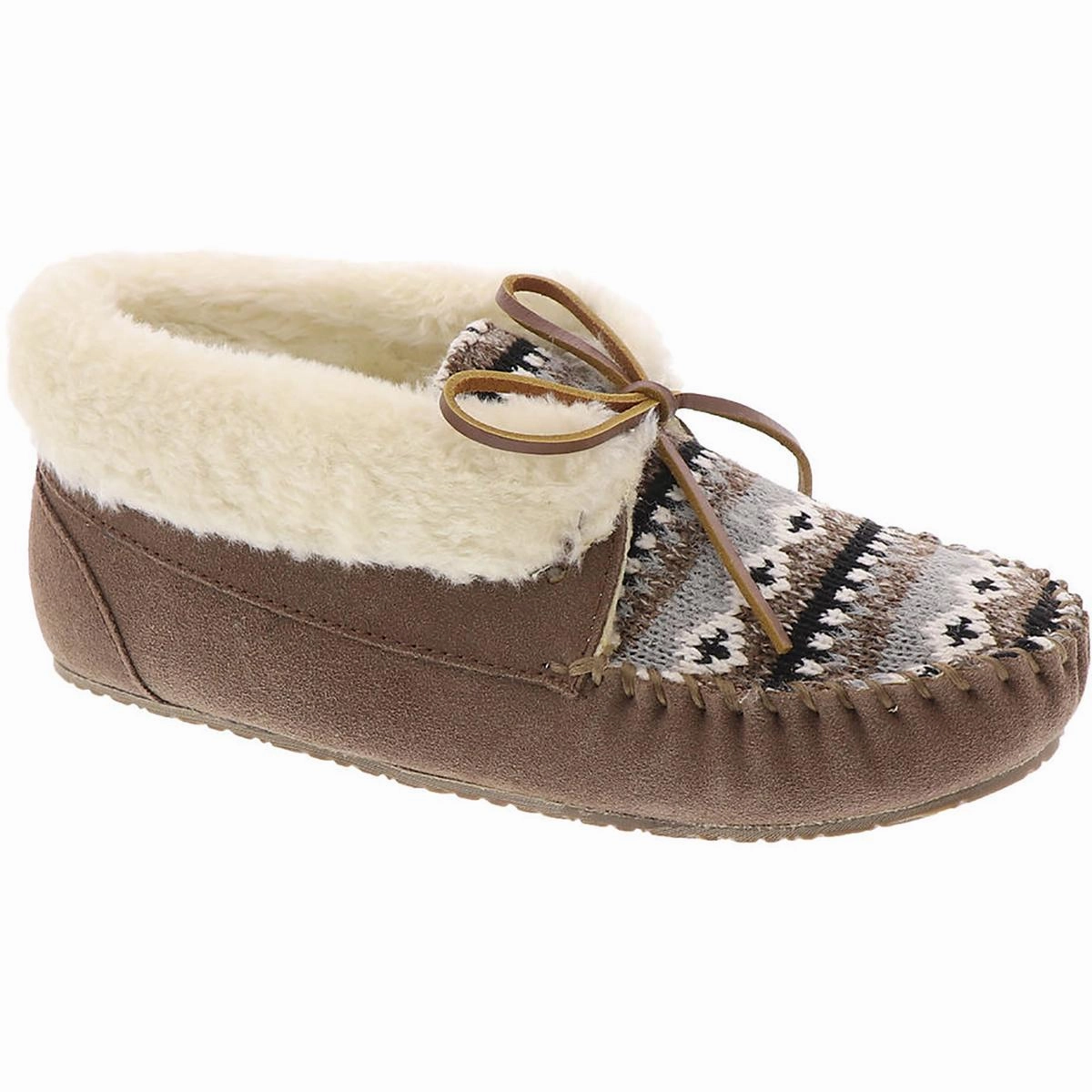 Easy Fit Shoes Cabin Bootie Womens Bow Faux Fur Lined Moccasins
