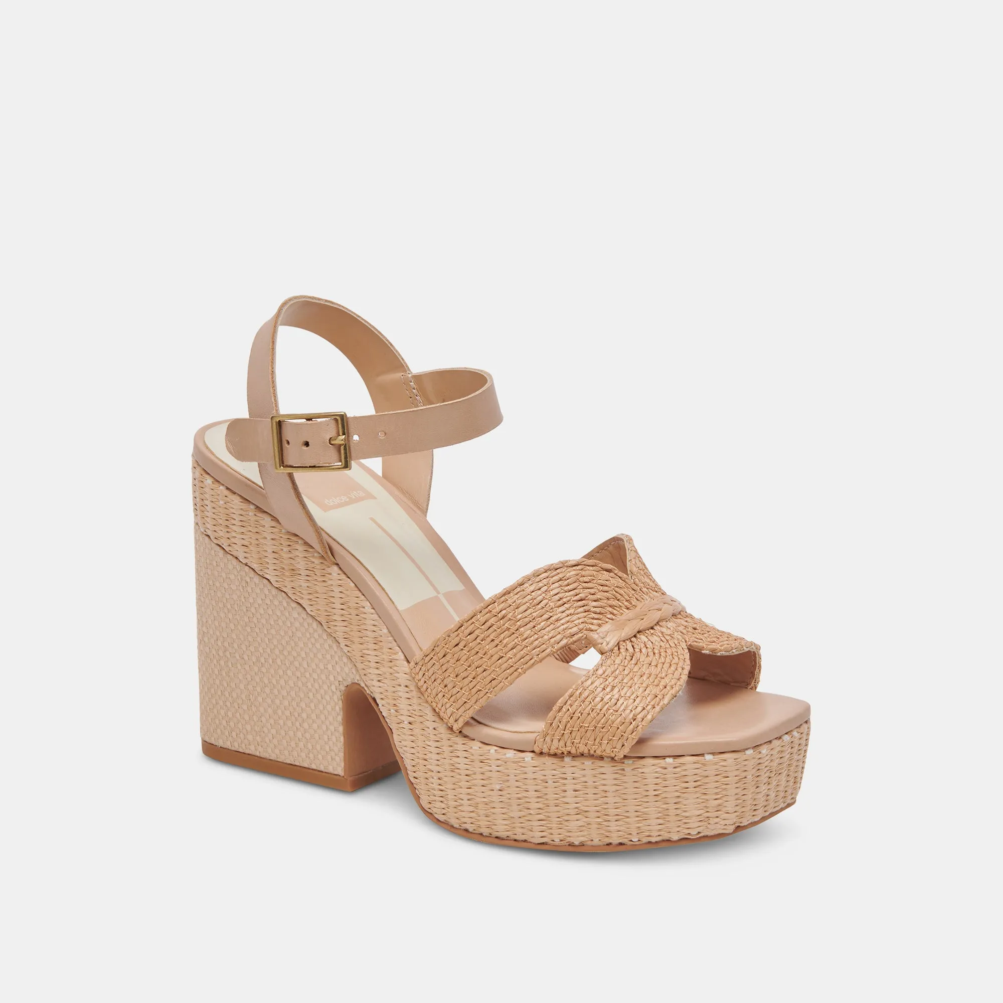 CALE HEELS LT NATURAL RAFFIA Evening Sandals Evening Vibe