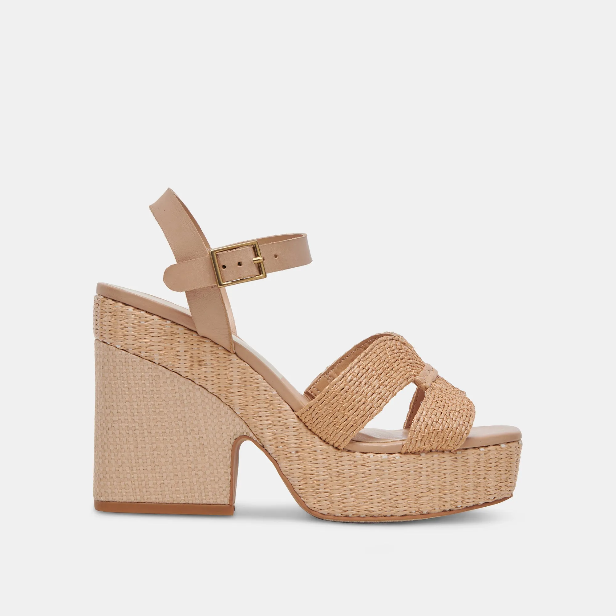 CALE HEELS LT NATURAL RAFFIA Durable Material Glam Touch