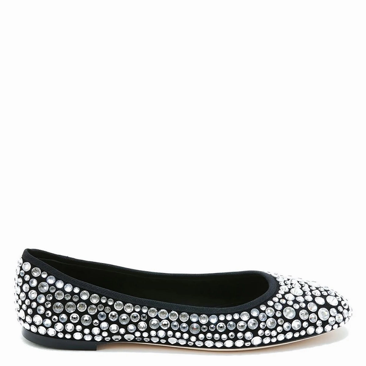 Giuseppe Zanotti Ladies Amur Crystal Suede Ballerina Flats Rubber Sole Walking Essential Footwear