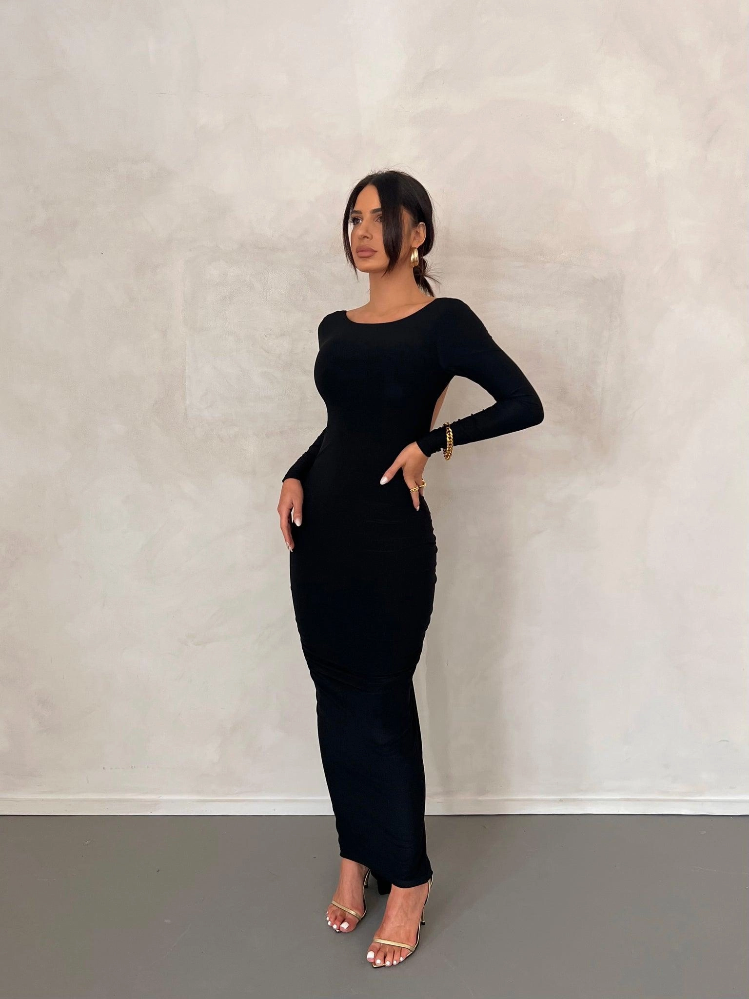 Camila Dress - Black Photo Light Back Glow