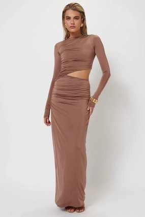 Free Step StretchableKnit Cara Maxi Dress - Coffee