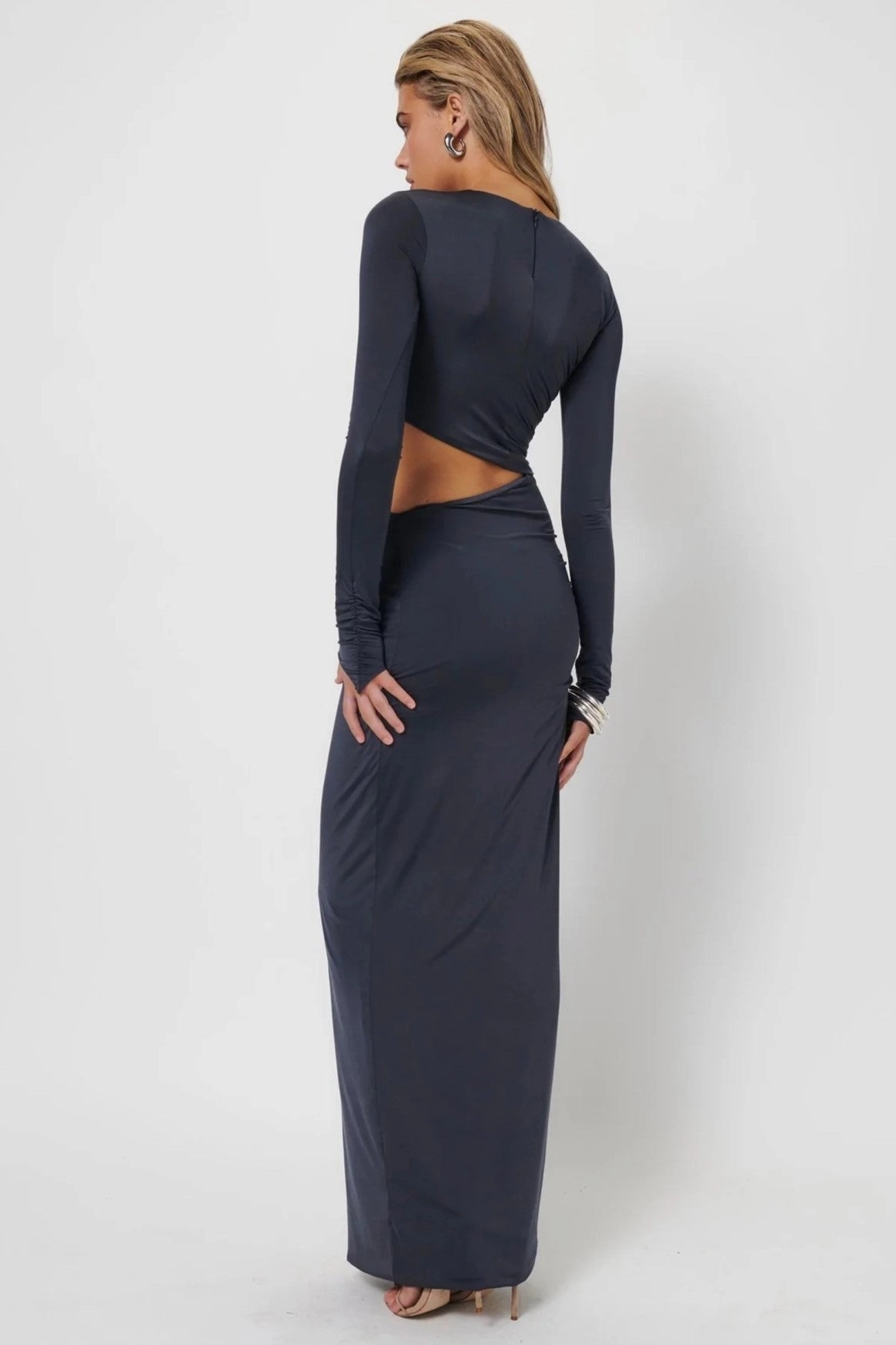 Tonal-Panel Sleek long-sleeve dress Cara Maxi Dress - Thunder