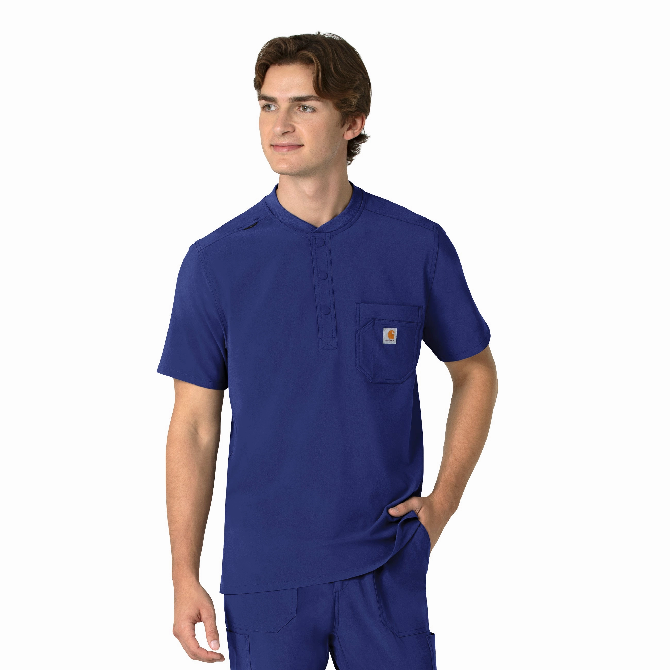 Carhartt Force Cross-Flex Men's Henley Scrub Top - Galaxy Blue DropShoulder