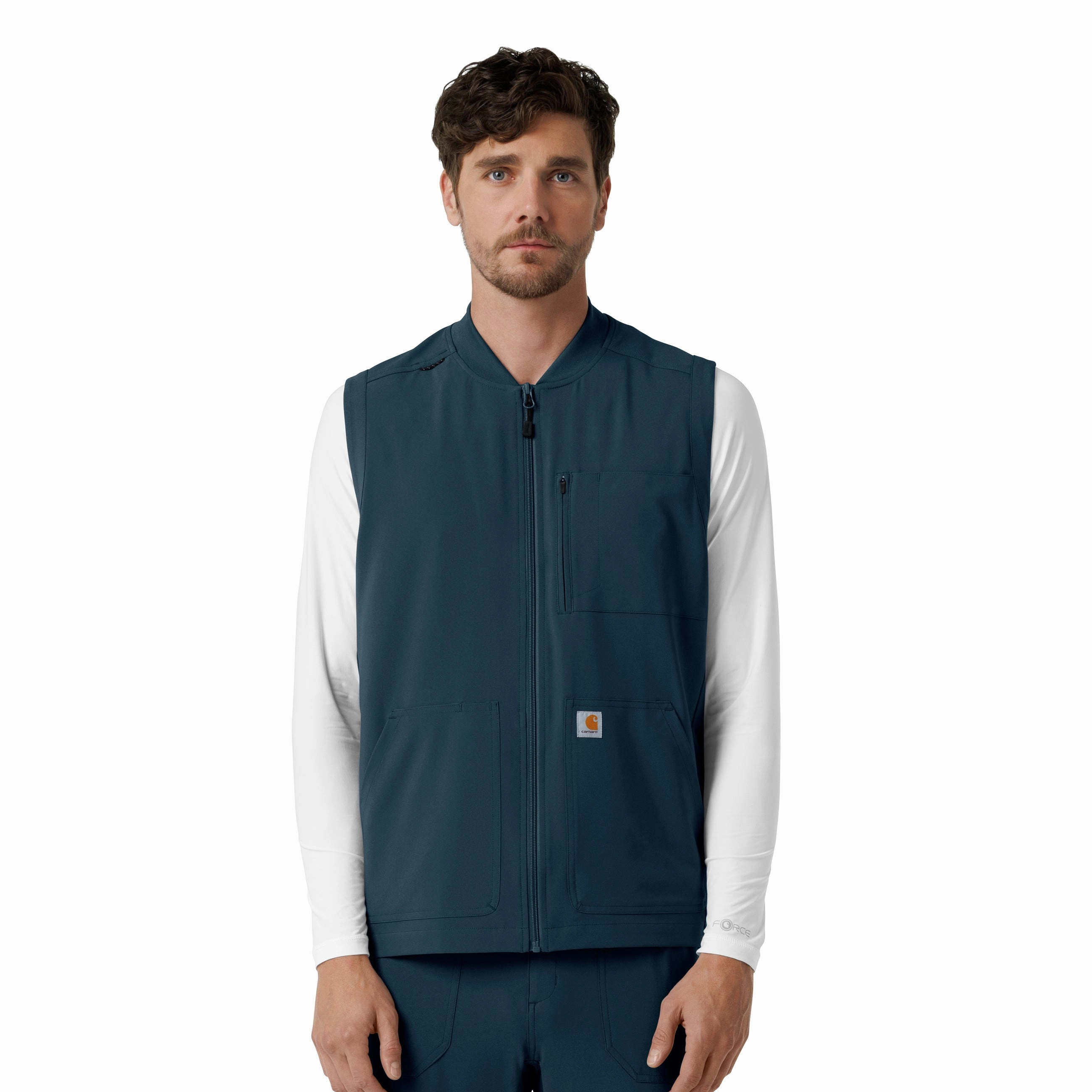 Dual Layer Fabric Neutral Style Carhartt Force Cross-Flex Men's Lightweight Scrub Vest - Navy