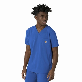 Carhartt Force Cross-Flex Men's V-Neck Scrub Top - Royal SolarReflectiveFinish EthicallySourced