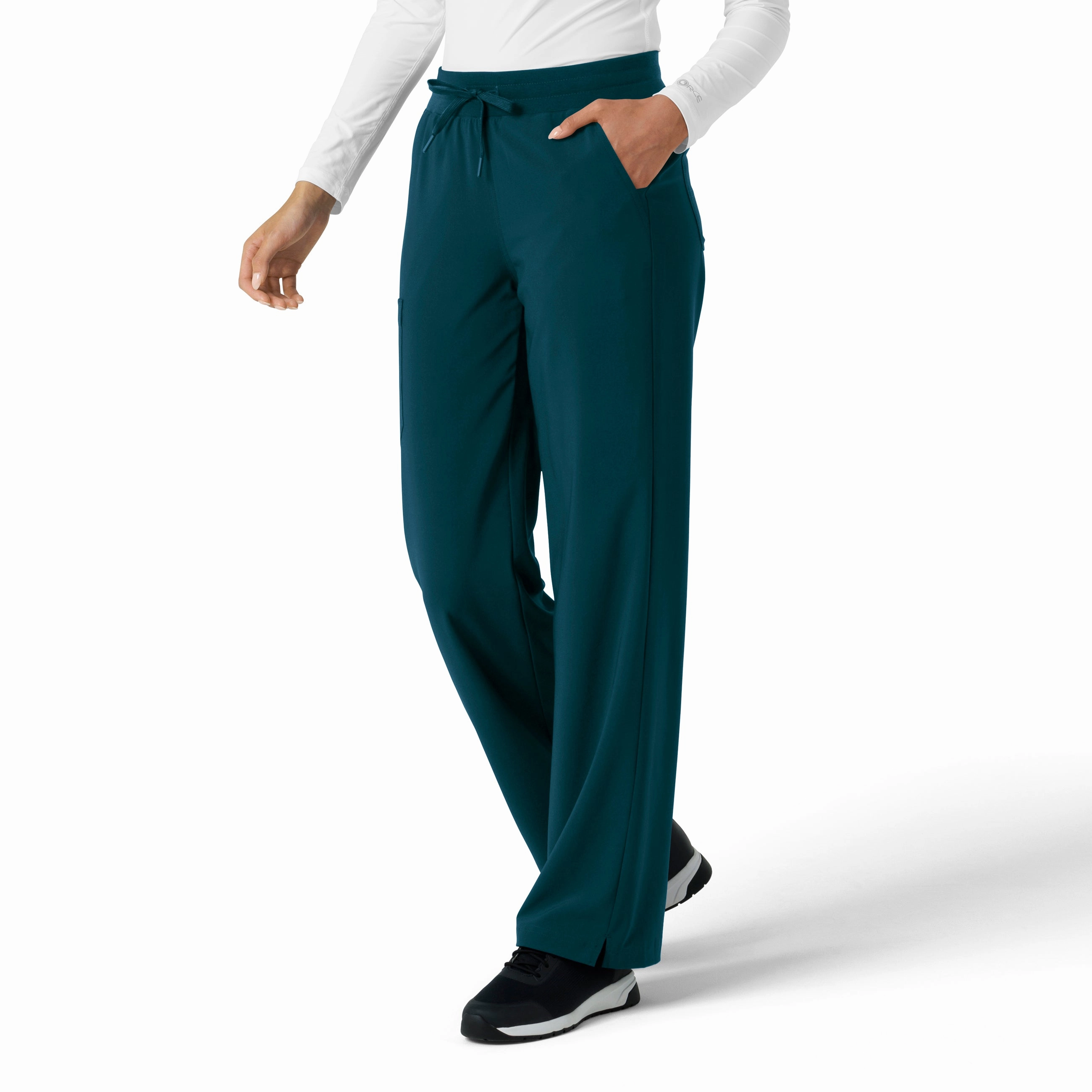 Tangle Free Cuffs Quick Slip Carhartt Force Cross-Flex Women's Boot Cut Scrub Pant - Caribbean