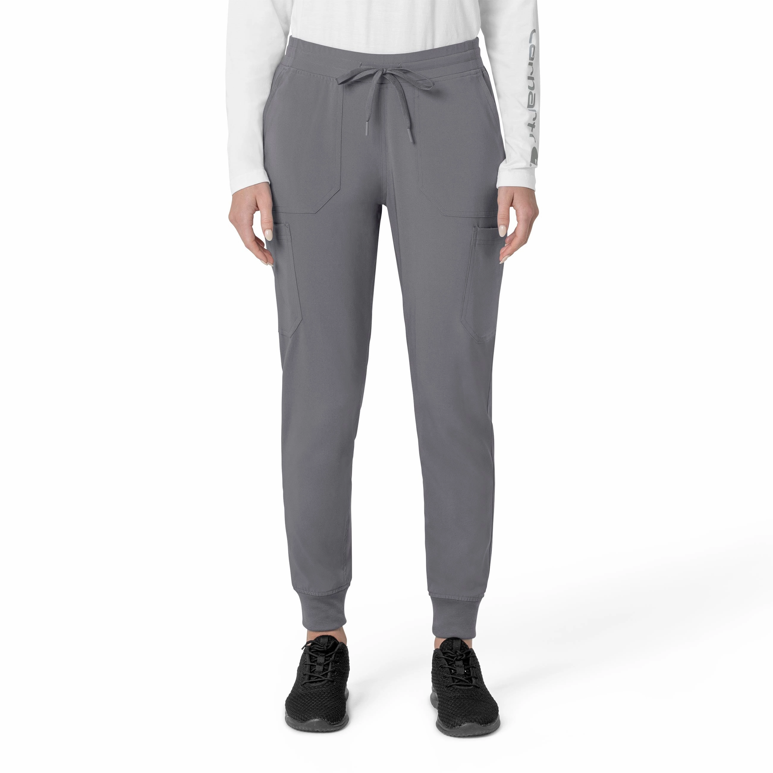 Cozy Lining Carhartt Force Cross-Flex Women's Cargo Jogger Scrub Pant - Pewter