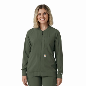 Carhartt Force Cross-Flex Women's Lightweight Scrub Jacket - Olive motorcycle