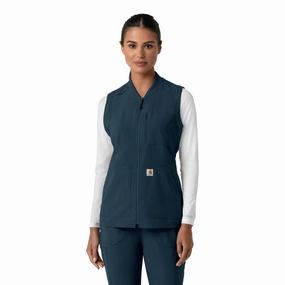 Carhartt Force Cross-Flex Women's Lightweight Scrub Vest - Navy Cozy Lining