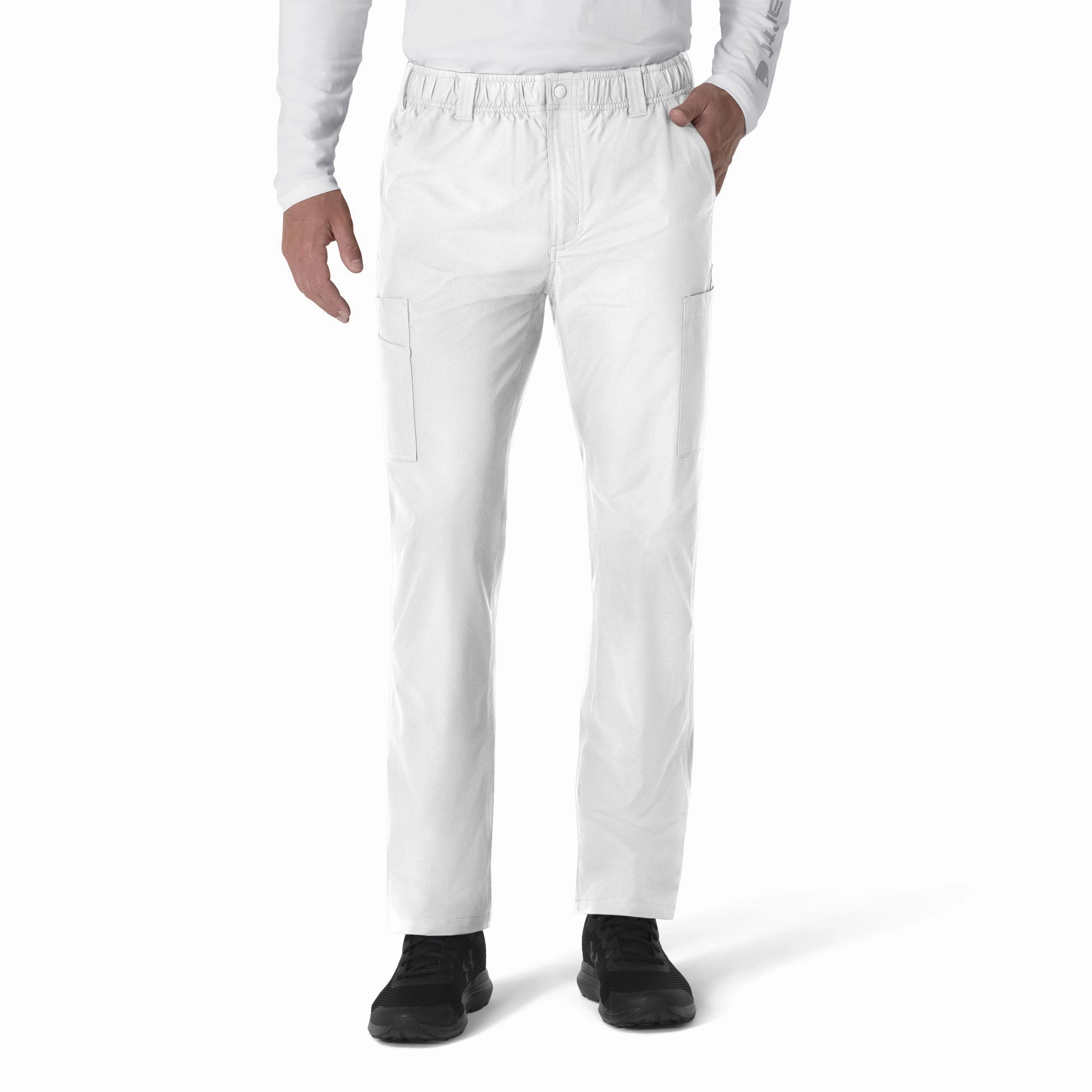 Carhartt Force Essentials Men's Straight Leg Cargo Scrub Pant - White Anti Slip Waistband Comfort Style